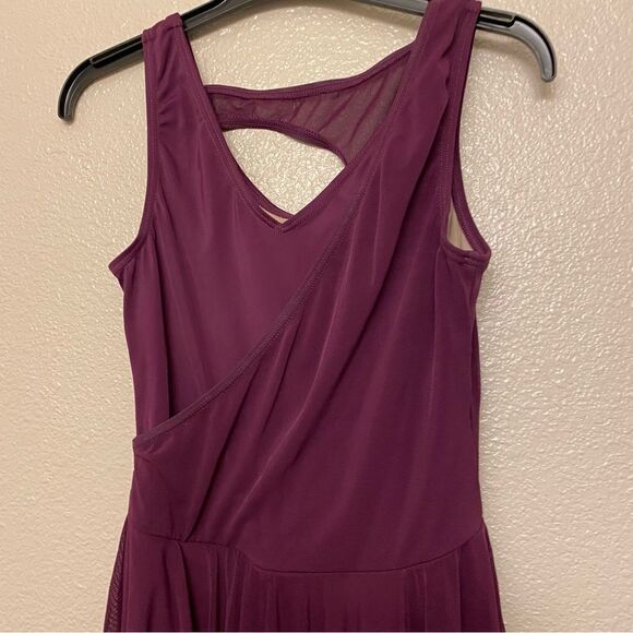 Weissman Balera dance costume purple Asymmetrical Mesh Tank Dress D9723 Adult SA - Picture 4 of 11